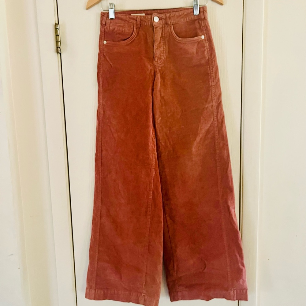 Pilcro wide leg Farmcore Town & Country Boho western mid rise corduroy chinos 25